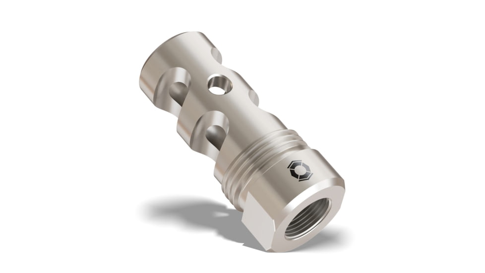 Infinite Product Solutions Gen 2 Titanium QD 2-Port Muzzle Brake, 9mm Luger, 1/2x36, Natural Titanium, MZ-2PRT-G2-TI5-U-1236-CW