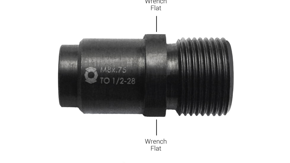 Infinite Product Solutions M8 x .75 to 1/2-28 Target Barrel Thread Adapter, Black, M8T-1228-BS