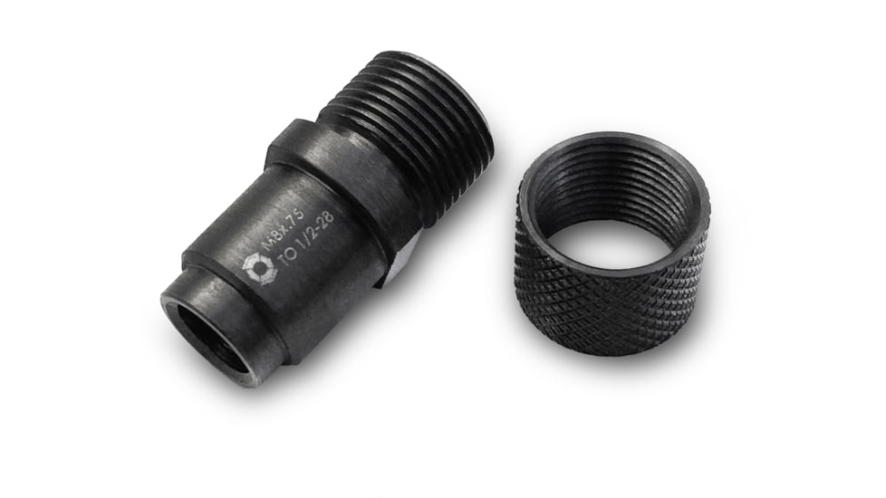 Infinite Product Solutions M8 x .75 to 1/2-28 Target Barrel Thread Adapter, Black, M8T-1228-BS