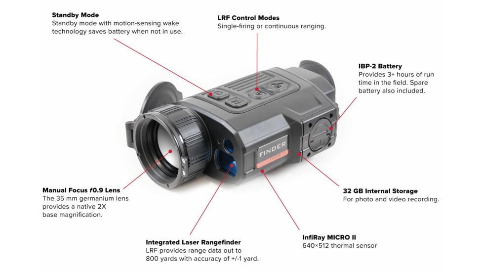 InfiRay Outdoor 2-4x35mm FINDER FH35R V2 Thermal Laser Rangefinding Monocular, 50 Hz, 640x512, Black, IRAY-FH35Rv2