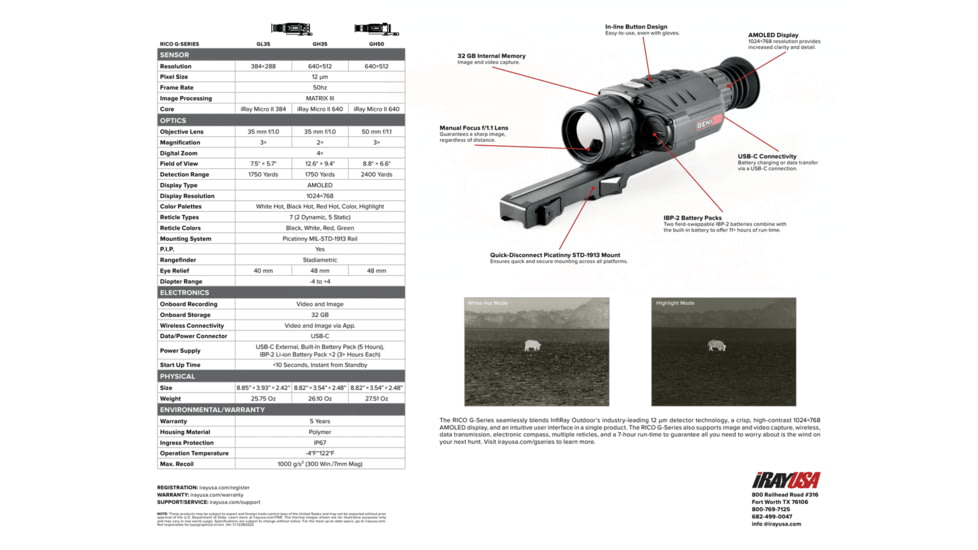 InfiRay Outdoor Rico G 384 3x35mm Thermal Weapon Sight, 50hz, Black, Small, IRAY-GL35