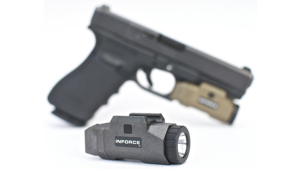 InForce APL Pistol Mounted Light, Black Body, Constant/Momentary White Light., Black, 200Lumens CR123A INF-APL-B-W