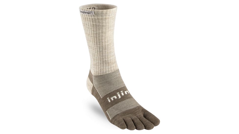 Injinji 2.0 Outdoor Midweight Crew Nuwool Socks - Mens, Oatmeal, Small, 223370-OAT-S