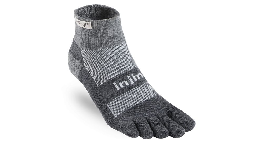 Injinji 2.0 Outdoor Midweight Mini Crew Nuwool Socks - Mens, Charcoal And Black, Extra Large, 223330-CBS-XL