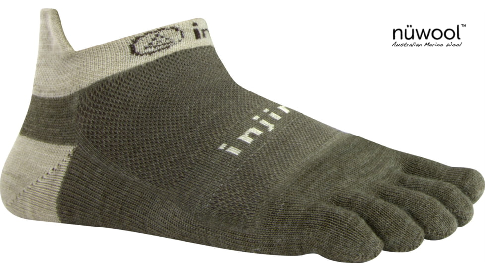 Injinji Run 2.0 Lightweight No-Show NuWool Socks - Men's-Oatmeal-Large