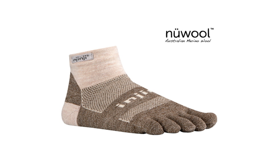 Injinji Run 2.0 Mid-Weight Mini-Crew Sock - Men's-Oatmeal-Small