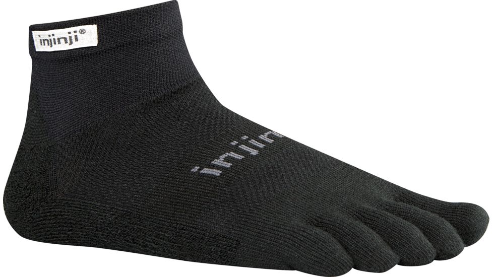 Injinji Run 2.0 Original Weight Mini-Crew Sock - Men's-Black-Small