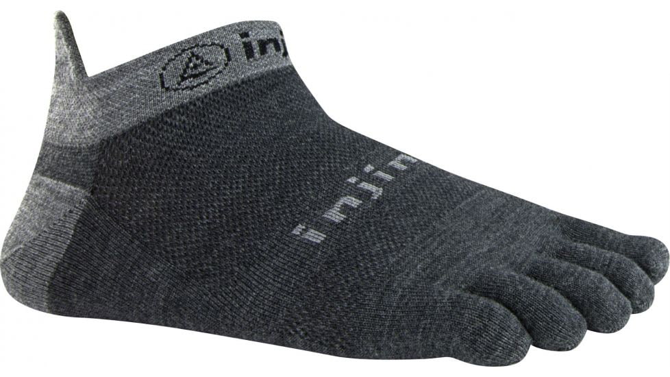 Injinji Run Lightweight No Show Nuwool Socks - Mens, Charcoal And Black, Large, 201310-CBS-L