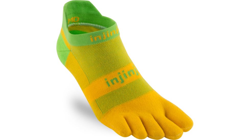 Injinji Run Lightweight No-Show Socks - Mens, Mango, Medium, 201110-MAN-Medium