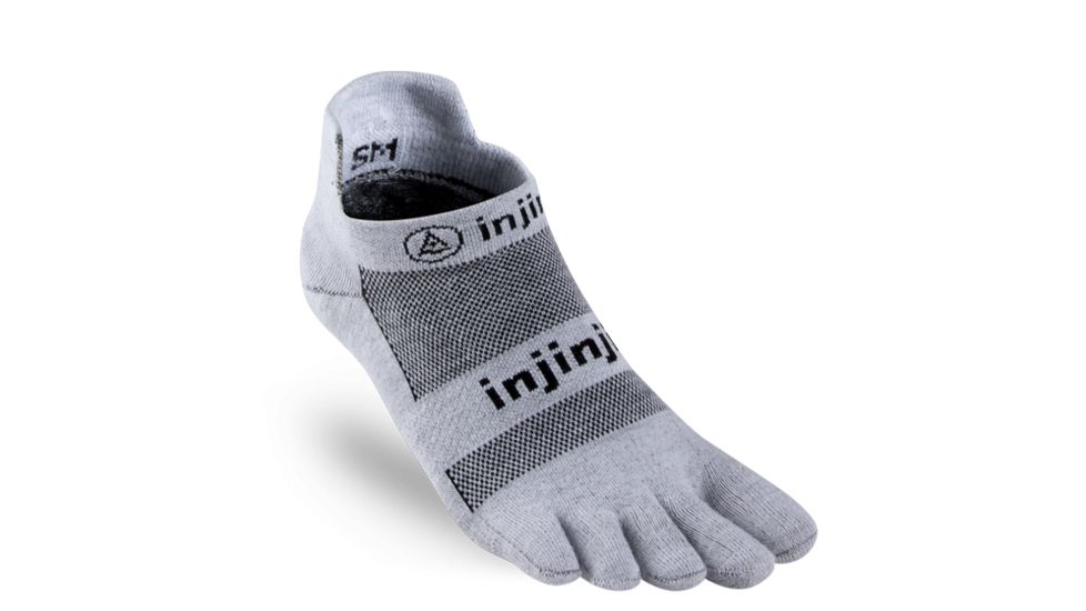 Injinji Run Lightweight No Show Xtralife Socks - Mens, Gray, Medium, 201110-GRY-M