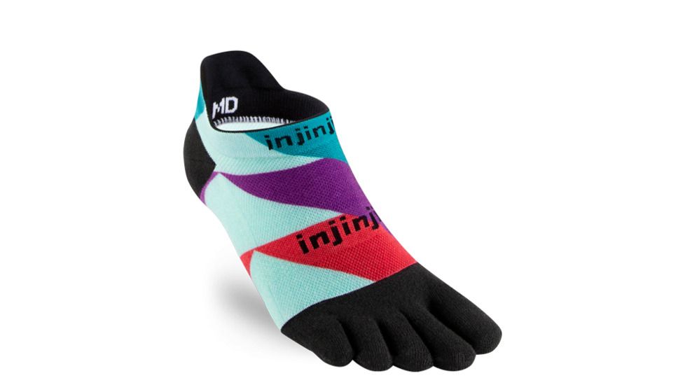 Injinji Run Lightweight No Show Xtralife Socks - Mens, Levels Spect, Small, 201110-LEV-S