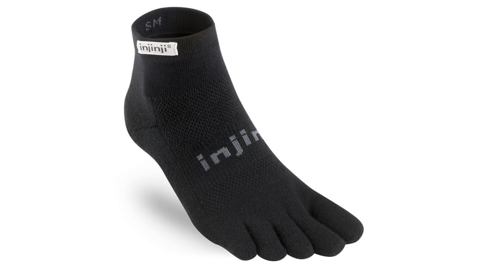 Injinji Run Original Weight Mini Crew Xtralife Socks - Mens, Black, Small, 202130-BLK-S