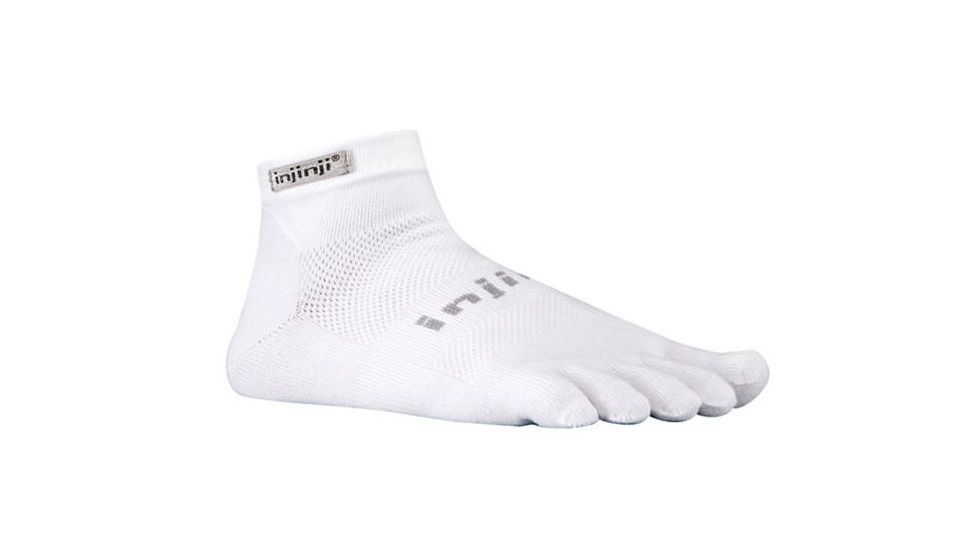 Injinji Run Original Weight Mini Crew Xtralife Socks - Mens, White, Small, 202130-WHT-S