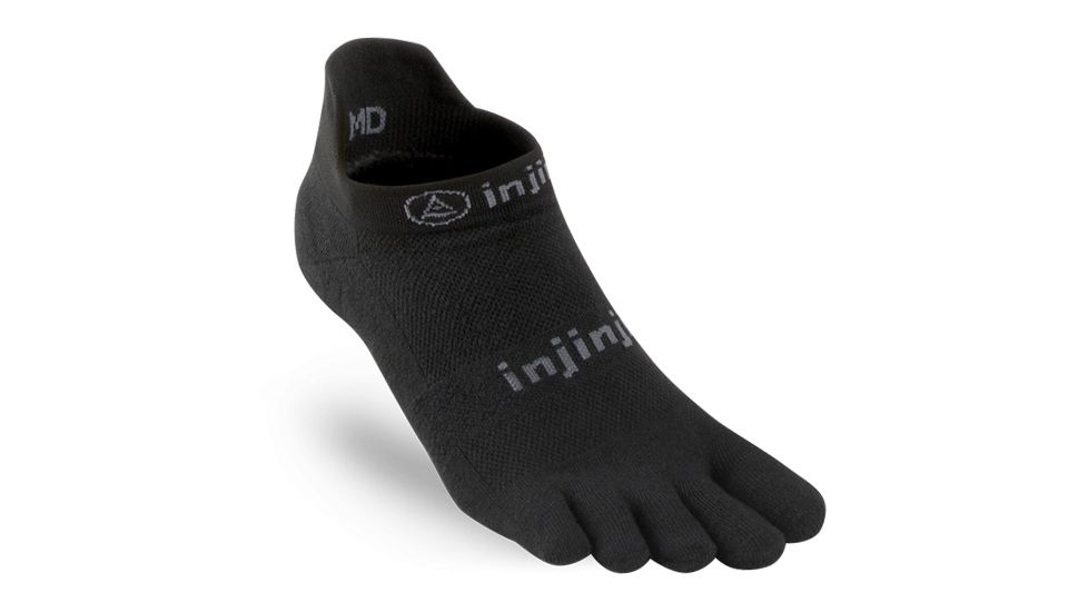 Injinji Run Original Weight No Show Xtralife Socks - Mens, Black, Small, 202110-BLK-S