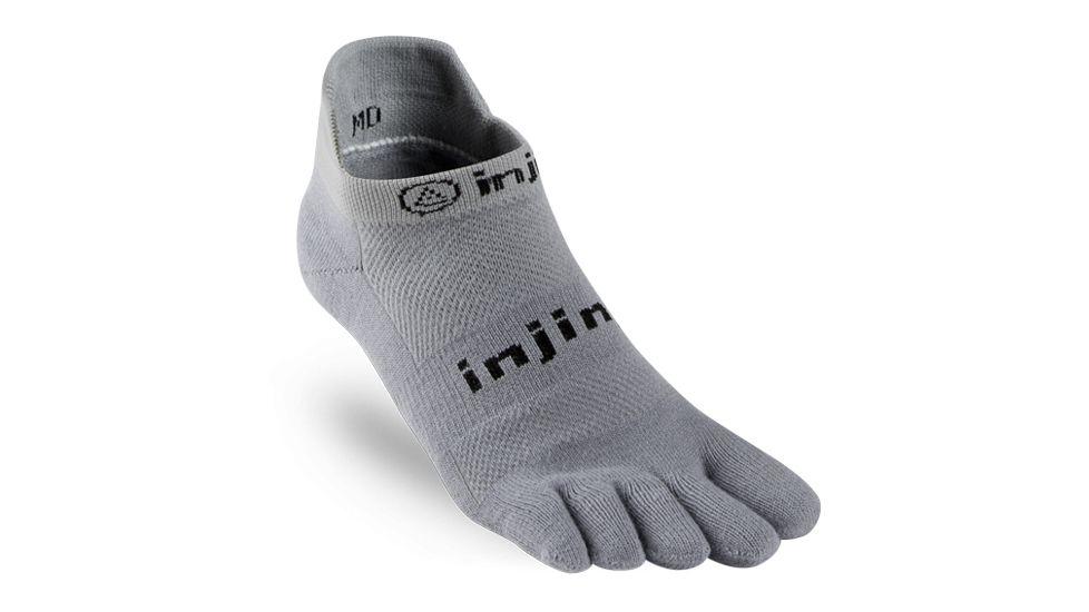 Injinji Run Original Weight No Show Xtralife Socks - Mens, Gray, Small, 202110-GRY-S