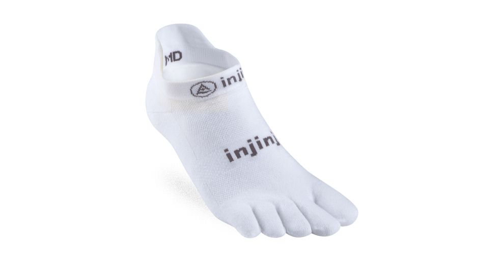 Injinji Run Original Weight No Show Xtralife Socks - Mens, White, Small, 202110-WHT-S