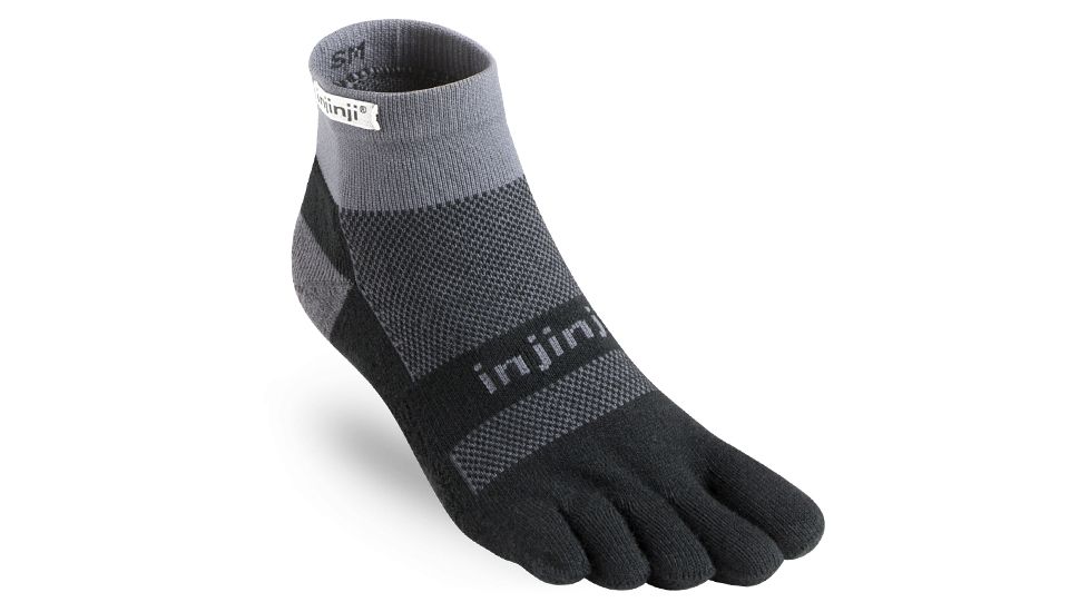 Injinji Trail Midweight Mini Crew Xtralife Socks - Mens, Black Gray, Extra Large, 203230-BLG-XL