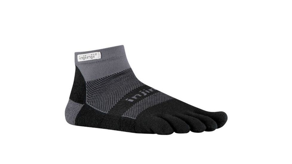 Injinji Trail Midweight Mini Crew Xtralife Socks - Mens, Black Gray, Extra Large, 203230-BLG-XL