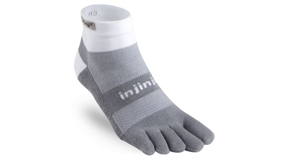 Injinji Trail Midweight Mini Crew Xtralife Socks - Mens, White And Gray, Small, 203230-WHG-S