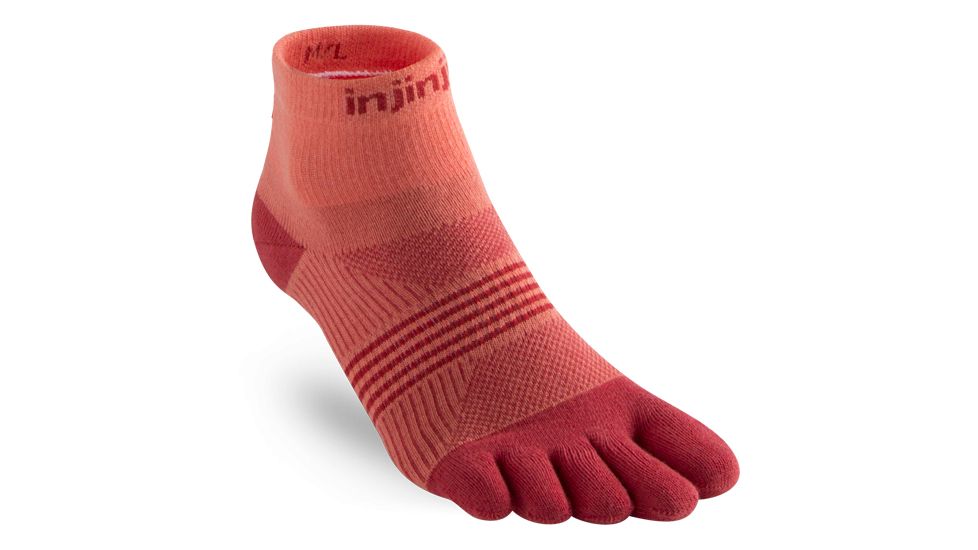 Injinji Womens Lightweight Run Mini Crew Socks, Cranberry, XS/S, 201122-CRB-XS/S