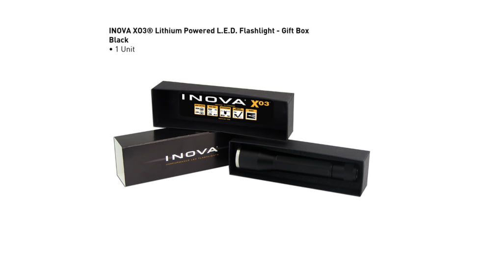 Inova XO3 LED Flashlight, Black, Dual Mode, Gift Box XO3DM-GB