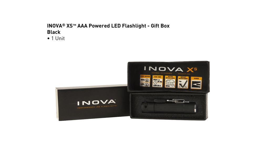 Inova XS AAA 53 Lumens LED Flashlight, Black Body, Gift Box, Dual Mode XSDMA-GB