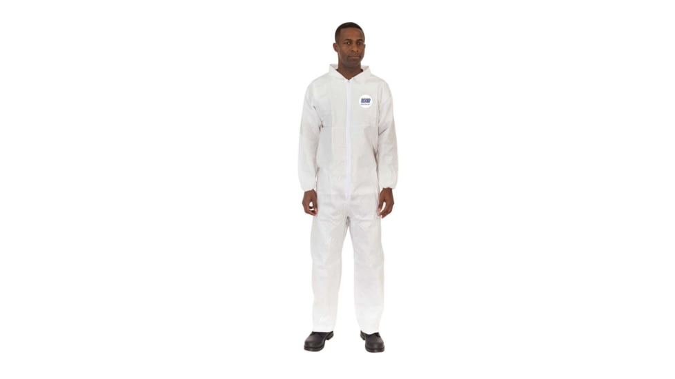International Enviroguard Body Filter 95+ 4017 Coverall, Elastic Wrist &amp; Ankle, White, L, Case of 25, 4017L
