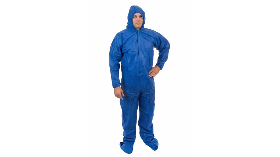 International Enviroguard SmallS 2229 Coverall w/Attached Hood and Boot, Blue, Large, 25EA/CS 2229BL