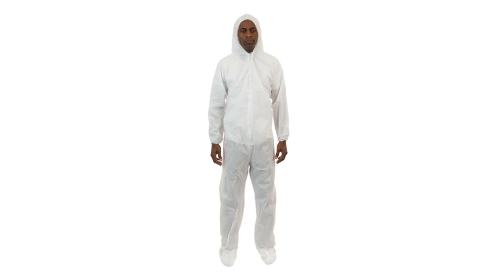 International Enviroguard SmallS 2229 Coverall w/Attached Hood and Boot, White, Large, 25EA 2229L