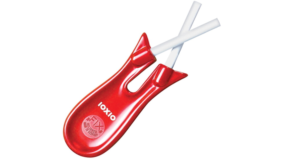 IOXIO Fixed Ceramic Sharpener, 6.5in Overall, Red Synthetic Handle, Two 2.5in Round Ceramic Rods, Ideal For Blunt Knives And Sharpening Beginners, Red, MS-0905FS