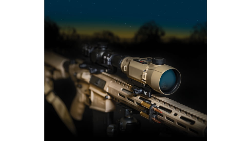 IRAYUSA Hybrid Compact, Thermal Sight, 3.5X Magnification, 50mm Objective, Multiple Reticles, 1440x1080 AMOLED Display, Cerakote Finish, Tan, IRAY-HCH50R