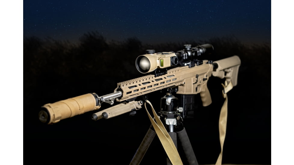 IRAYUSA Hybrid Compact, Thermal Sight, 3.5X Magnification, 50mm Objective, Multiple Reticles, 1440x1080 AMOLED Display, Cerakote Finish, Tan, IRAY-HCH50R