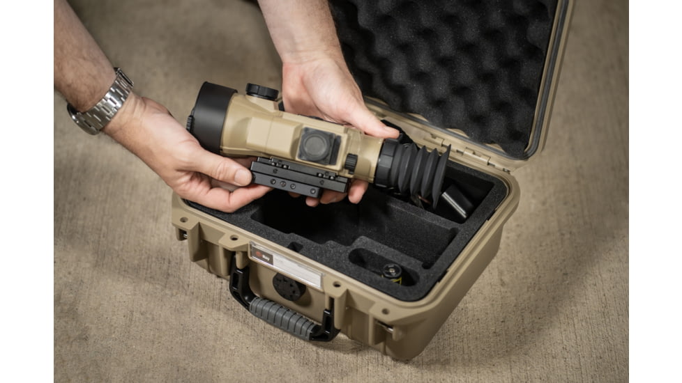 IRAYUSA Hybrid Compact, Thermal Sight, 3.5X Magnification, 50mm Objective, Multiple Reticles, 1440x1080 AMOLED Display, Cerakote Finish, Tan, IRAY-HCH50R