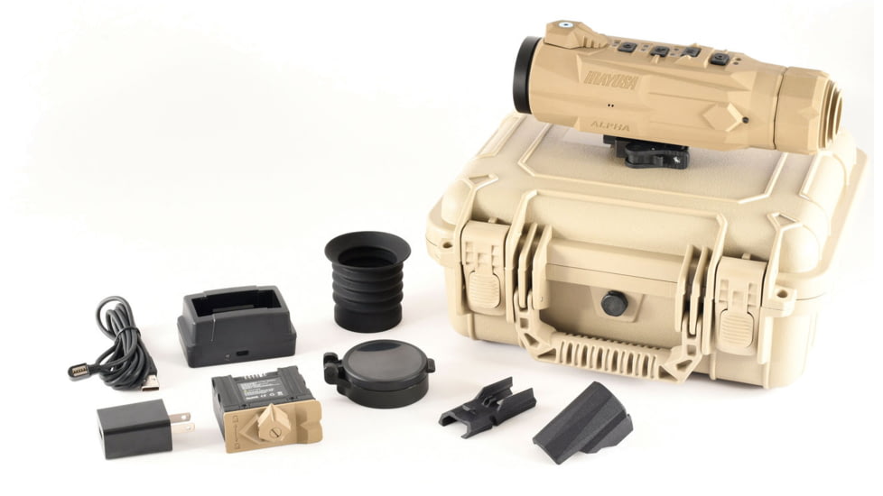 iRayUSA Rico Alpha 640 Thermal Weapon Sight, 3x50mm, 2 Dynamic/5 Static Types Reticle, Coyote Tan, IRAY-RA50