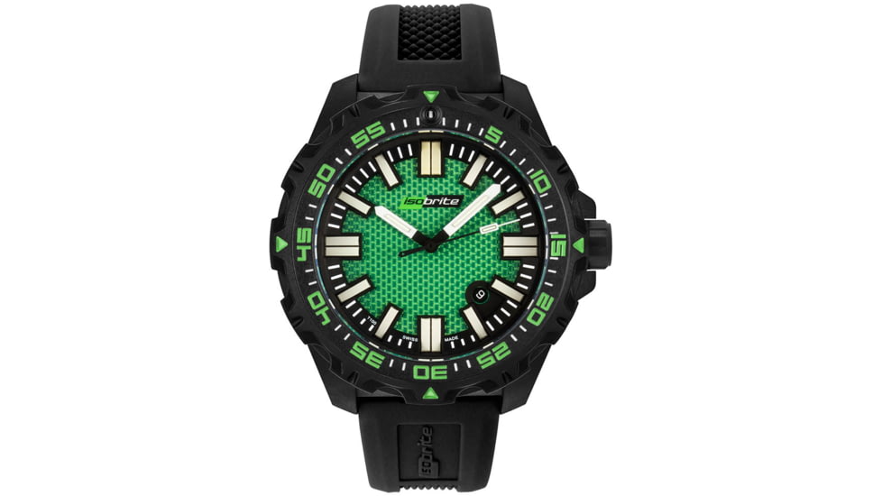 Isobrite Afterburner Series T100 Tritium Watch, Black/Green, 47mm, ISO4002