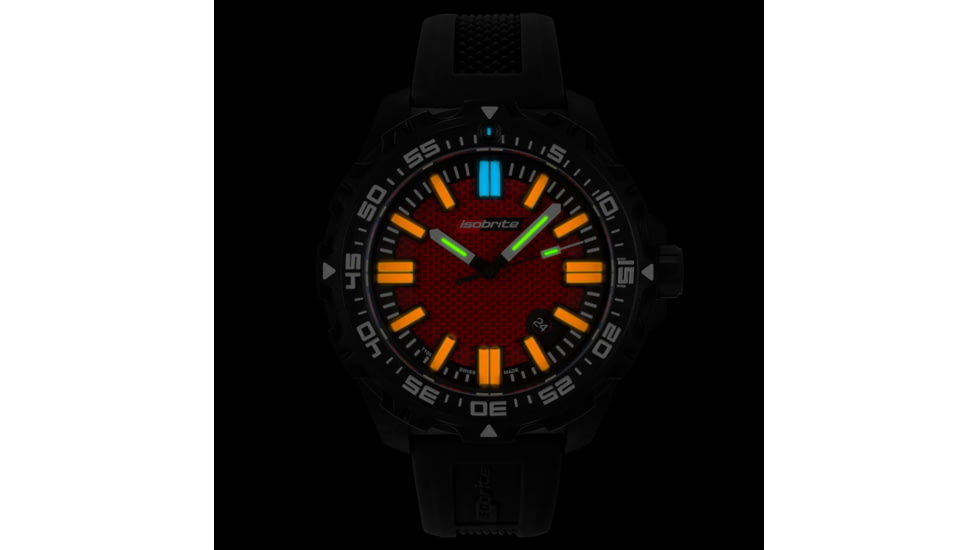 Isobrite Afterburner Series T100 Tritium Watch, Black/Red, 47mm, ISO4003