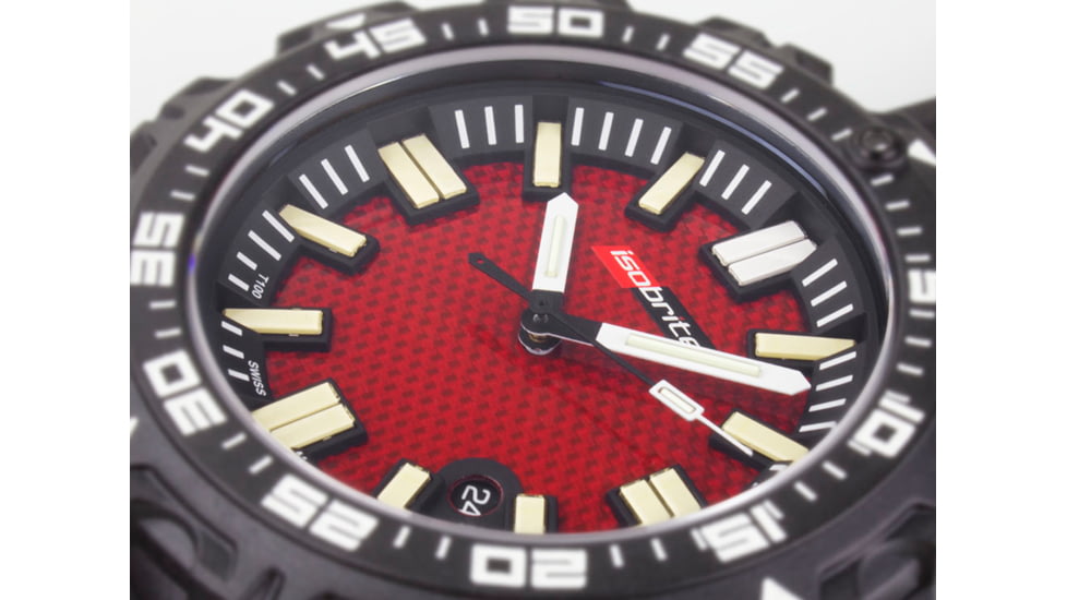 Isobrite Afterburner Series T100 Tritium Watch, Black/Red, 47mm, ISO4003