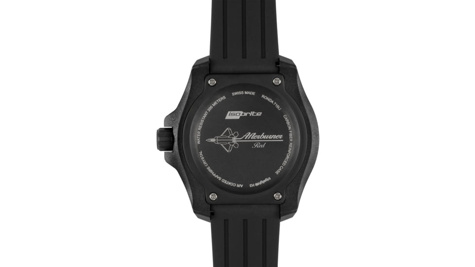 Isobrite Afterburner Series T100 Tritium Watch, Black/Red, 47mm, ISO4003