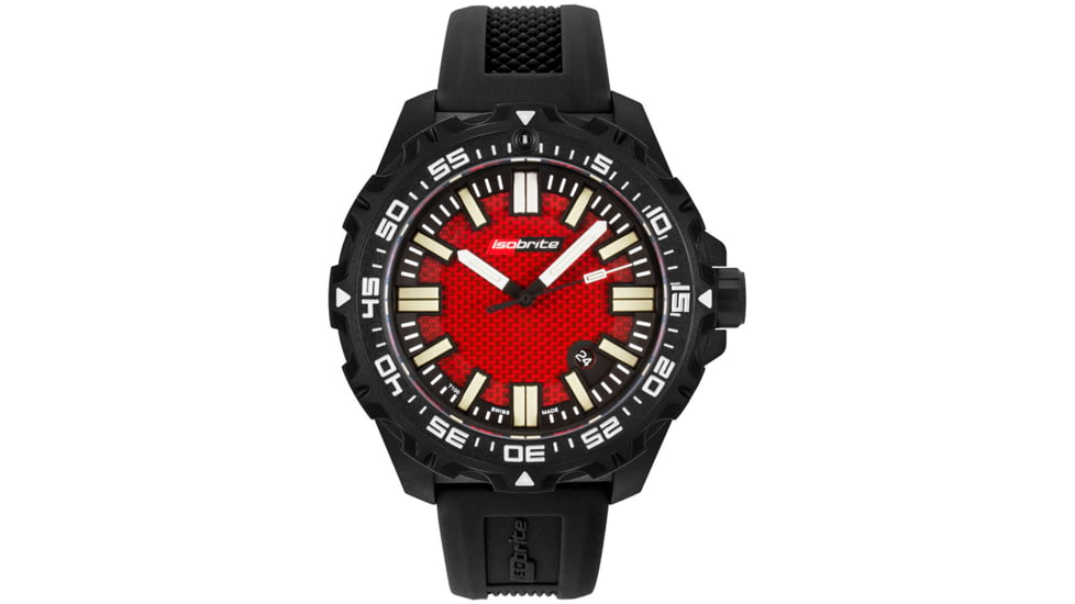 Isobrite Afterburner Series T100 Tritium Watch, Black/Red, 47mm, ISO4003