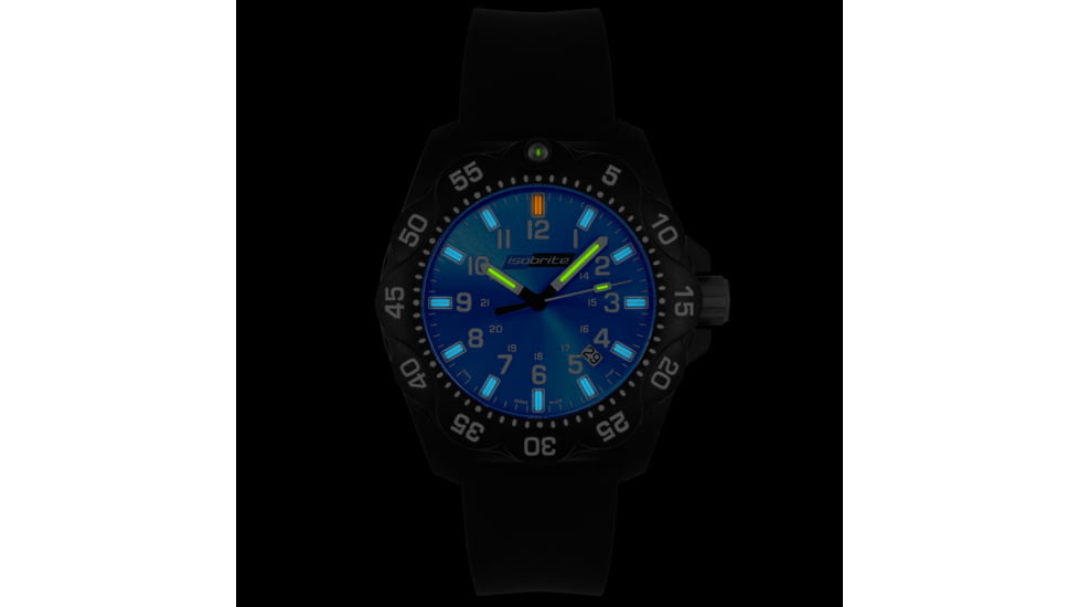 Isobrite ISO353 Valor 39.5mm Midsize Blue T100 Tritium Illuminated Watch, Black Case, Blue Dial, 39.5mm, ISO353