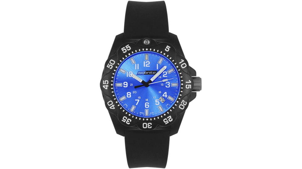 Isobrite ISO353 Valor 39.5mm Midsize Blue T100 Tritium Illuminated Watch, Black Case, Blue Dial, 39.5mm, ISO353