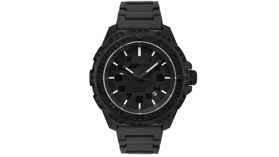 ISOBrite T100 Eclipse Watch Green &amp; Orange Tritium With Polyurethane Band, Black, Small ISO212