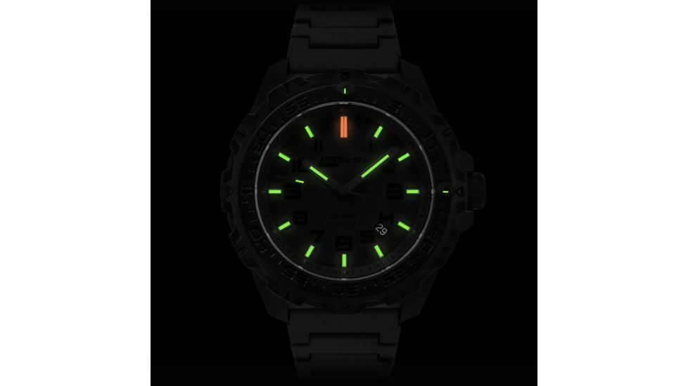 ISOBrite T100 Eclipse Watch Green &amp; Orange Tritium With Polyurethane Band, Black, Small ISO212