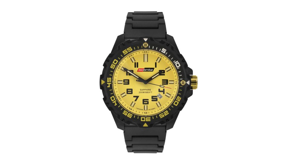ISOBrite T100 Valor  Series Yellow Watch With Polyurethane Band, Black/Yellow, Small ISO313