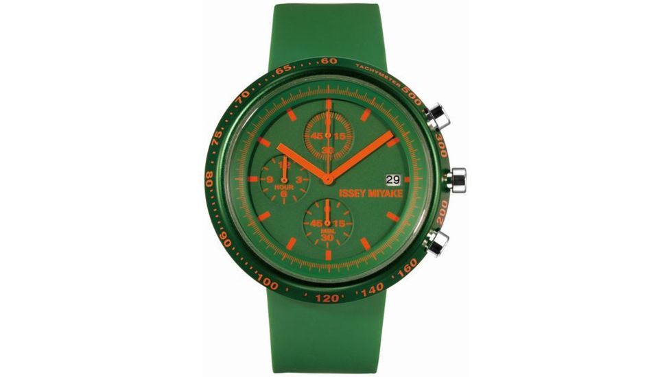 Issey Miyake SILAt001 Trapezoid Al Mens Watch - Green Band, Green Case