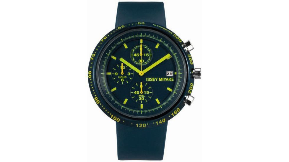 Issey Miyake SILAt002 Trapezoid Al Mens Watch - Blue Band, Blue Case