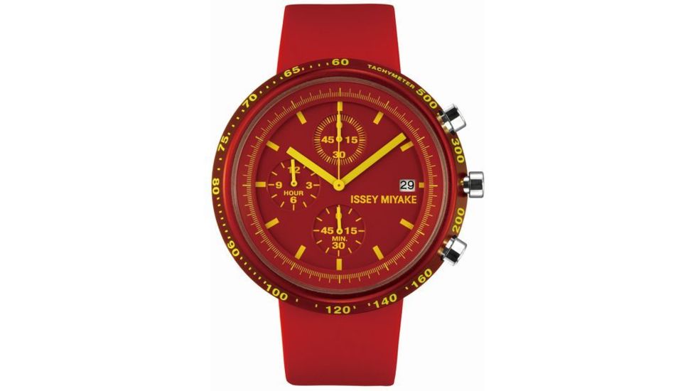 Issey Miyake SILAt003 Trapezoid Al Mens Watch - Red Band, Red Case