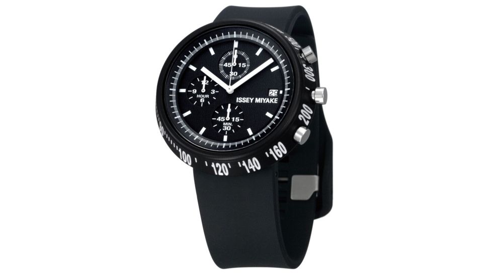 Issey Miyake SILAt005 Trapezoid Al Mens Watch - Black Band, Black Case