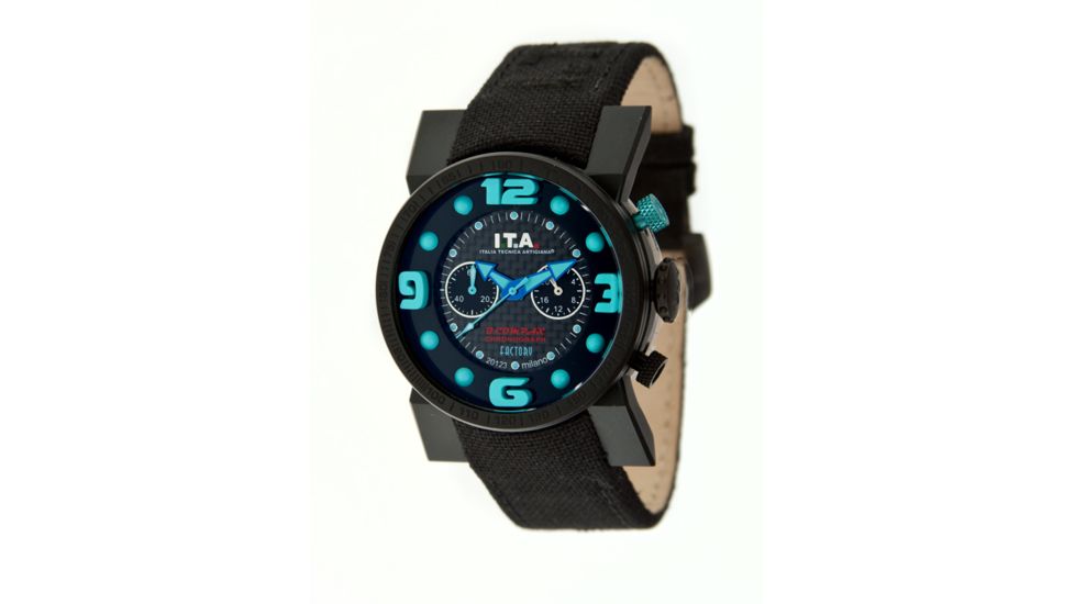 Ita 00.05.09 B Compax Factory Mens Watch, Blue Numbers, Black Band