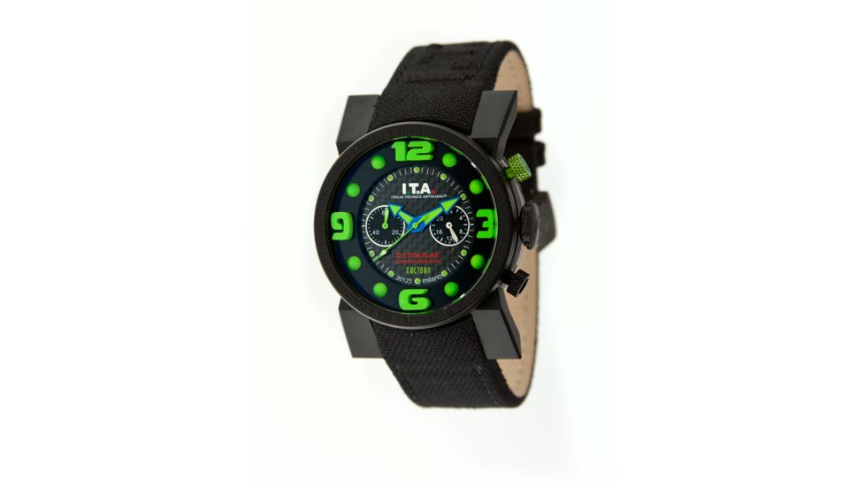 Ita 00.05.10 B Compax Factory Mens Watch, Green Numbers, Black Band